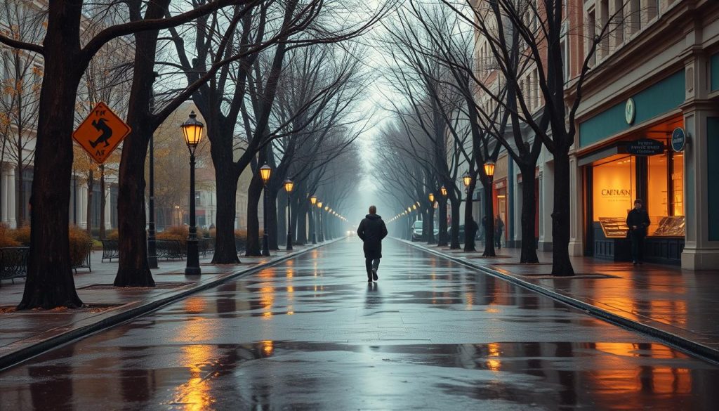 پیاده‌روی در باران
