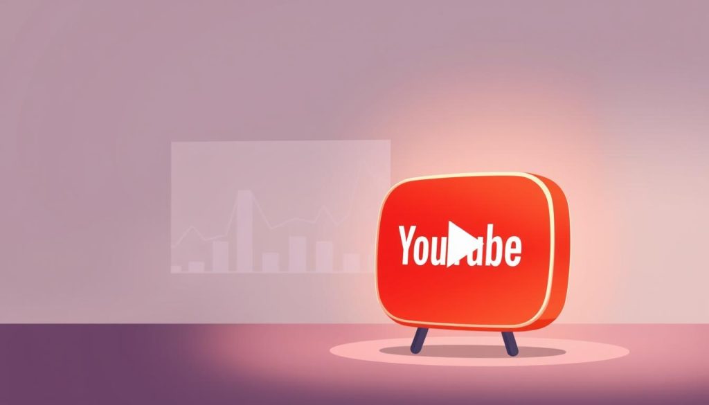 A minimalist and modern illustration depicting the concept of YouTube income. In the foreground, a sleek and stylized YouTube logo stands prominently, casting a warm glow. The middle ground features a clean and elegant graph or chart visualizing various revenue streams, such as ad revenue, sponsorships, and affiliate marketing. The background is a soft, blurred gradient of muted, complementary colors, creating a sense of depth and sophistication. The overall mood is one of professionalism, innovation, and financial success, reflecting the subject of generating income from AI-powered mini-channels.