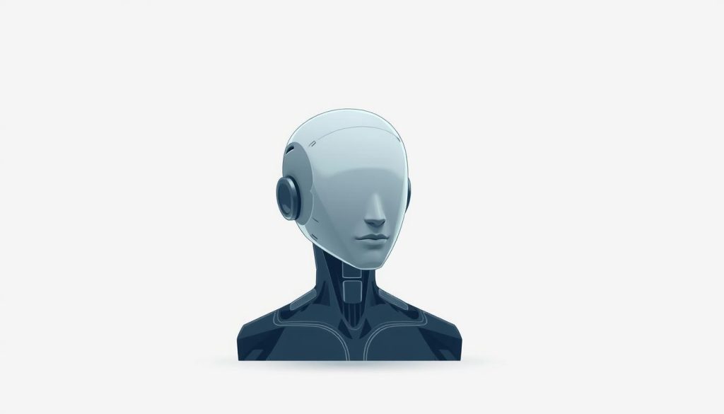 A minimalist, monochromatic digital illustration depicting the concept of "Faceless AI content monetization". In the foreground, an abstract, geometric representation of an AI system with no visible face or human features. The AI form is rendered in a cool, metallic tone, with intricate patterns and subtle lighting suggesting the complexity of the underlying algorithms. In the background, a clean, muted gradient provides a sense of depth and simplicity, allowing the central AI element to take center stage. The overall composition conveys a sense of impersonal, automated content generation, with the emphasis on the technological rather than the human. The logo provided is integrated seamlessly into the design, acting as a subtle visual cue.