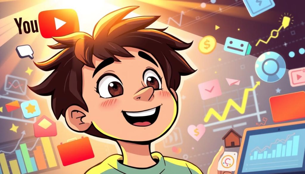 A vibrant and engaging illustration showcasing the allure of financial content on YouTube. A youthful character, surrounded by colorful graphs, charts, and icons, appears captivated by the dynamic, interactive nature of the medium. The scene is bathed in a warm, inviting light, conveying a sense of enthusiasm and discovery. The character's expression reflects a blend of curiosity and excitement, drawing the viewer into the world of personal finance and investment. The background features a sleek, modern aesthetic, hinting at the cutting-edge nature of the content. Overall, the image should inspire a sense of wonder and a desire to explore the world of financial education and empowerment through the engaging medium of YouTube. A vibrant and engaging illustration showcasing the allure of financial content on YouTube. A youthful character, surrounded by colorful graphs, charts, and icons, appears captivated by the dynamic, interactive nature of the medium. The scene is bathed in a warm, inviting light, conveying a sense of enthusiasm and discovery. The character's expression reflects a blend of curiosity and excitement, drawing the viewer into the world of personal finance and investment. The background features a sleek, modern aesthetic, hinting at the cutting-edge nature of the content. Overall, the image should inspire a sense of wonder and a desire to explore the world of financial education and empowerment through the engaging medium of YouTube.