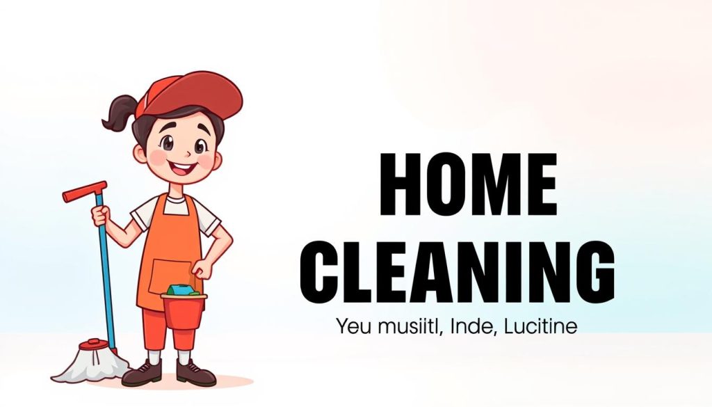 A vibrant and playful visual identity for a YouTube channel focused on home cleaning services. In the foreground, a cheerful cartoon character in a cleaning uniform holds a mop and bucket, conveying a sense of efficiency and professionalism. The middle ground features a modern, minimalist logo design in a bold, distinctive typeface that reflects the brand's clean and trustworthy image. The background blends soft pastel colors, creating a calming and inviting atmosphere that resonates with the channel's target audience of homeowners seeking reliable cleaning solutions. The overall composition emanates a friendly, approachable, and competent vibe, perfectly capturing the essence of the "ایده کانال یوتیوبی خدمات نظافت و پاکسازی خانهها" subject and the "انتخاب نام و برند مناسب برای کانال" section. A vibrant and playful visual identity for a YouTube channel focused on home cleaning services. In the foreground, a cheerful cartoon character in a cleaning uniform holds a mop and bucket, conveying a sense of efficiency and professionalism. The middle ground features a modern, minimalist logo design in a bold, distinctive typeface that reflects the brand's clean and trustworthy image. The background blends soft pastel colors, creating a calming and inviting atmosphere that resonates with the channel's target audience of homeowners seeking reliable cleaning solutions. The overall composition emanates a friendly, approachable, and competent vibe, perfectly capturing the essence of the "ایده کانال یوتیوبی خدمات نظافت و پاکسازی خانهها" subject and the "انتخاب نام و برند مناسب برای کانال" section.
