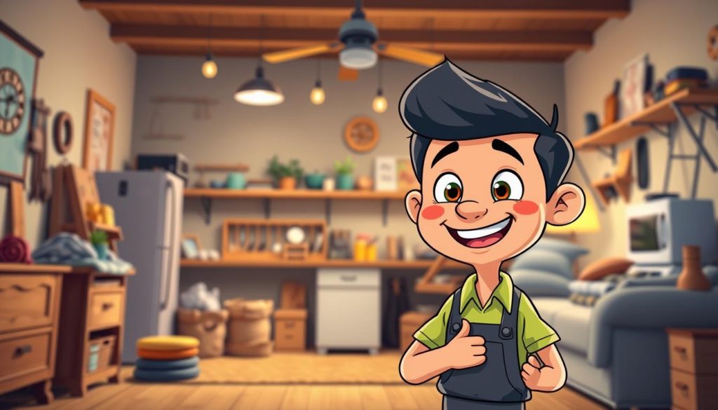 A vibrant, engaging YouTube channel showcasing DIY home repair tutorials. The foreground features a friendly, animated character captivating viewers with their lively presentation and easy-to-follow instructions. The middle ground depicts a cozy, well-lit home interior, with tools and appliances in the background, inviting the audience to explore and learn. The overall atmosphere is warm, inviting, and visually stimulating, designed to draw in viewers and drive traffic to the channel. Soft, diffused lighting illuminates the scene, creating a welcoming and informative environment. The composition emphasizes the character's engaging persona and the channel's educational content, encouraging viewers to subscribe and engage.