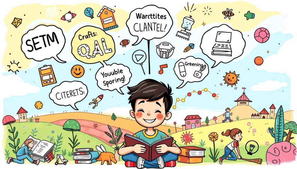 A vibrant, hand-drawn illustration of a young teenager engaged in a variety of enriching activities, surrounded by imaginative elements that represent different ideas for content creation in a YouTube channel focused on parenting teenagers. The foreground depicts the teenager exploring STEM projects, reading books, and participating in outdoor sports, while the middle ground features floating thought bubbles filled with diverse content ideas such as DIY crafts, life skills tutorials, and interactive Q&A sessions. The background showcases a colorful, whimsical landscape with playful icons and symbols that convey the joy and creativity of the channel's content. The overall mood is one of energy, enthusiasm, and a sense of wonder, inviting the viewer to engage with the engaging and educational material. A vibrant, hand-drawn illustration of a young teenager engaged in a variety of enriching activities, surrounded by imaginative elements that represent different ideas for content creation in a YouTube channel focused on parenting teenagers. The foreground depicts the teenager exploring STEM projects, reading books, and participating in outdoor sports, while the middle ground features floating thought bubbles filled with diverse content ideas such as DIY crafts, life skills tutorials, and interactive Q&A sessions. The background showcases a colorful, whimsical landscape with playful icons and symbols that convey the joy and creativity of the channel's content. The overall mood is one of energy, enthusiasm, and a sense of wonder, inviting the viewer to engage with the engaging and educational material.