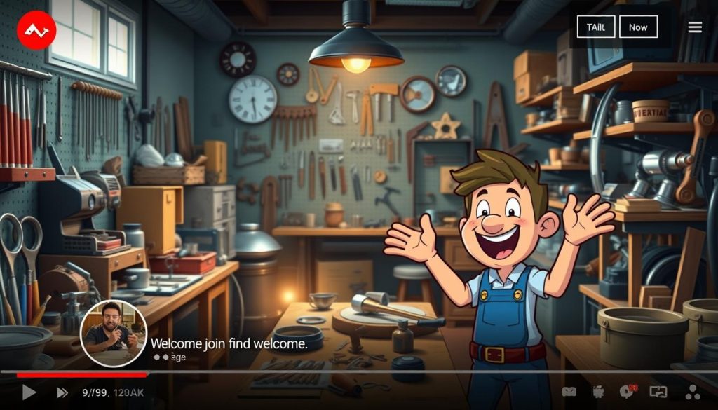 A visually captivating YouTube channel profile showcasing a well-equipped workshop with various metalworking tools and DIY projects. The foreground features a friendly, animated character enthusiastically presenting their latest creation, while the middle ground displays an array of intricate metalwork and hand-crafted items. The background subtly hints at a cozy, well-lit studio space, fostering a warm and inviting atmosphere. The overall composition conveys a sense of creativity, passion, and a welcoming invitation for viewers to join the journey of DIY exploration and metal craftsmanship.