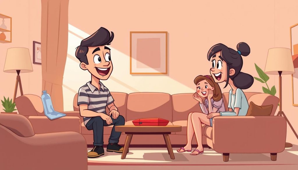 A warm, inviting living room setting with cozy furniture and an animated YouTuber interacting with their audience. The YouTuber's expressions and body language convey an engaging, interactive dynamic, drawing the viewer into the scene. Soft, natural lighting illuminates the space, creating a welcoming atmosphere. The background features subtle, abstract elements that complement the overall composition, guiding the eye towards the central interaction. The style is a whimsical, cartoon-inspired interpretation, emphasizing the relatable, approachable nature of the YouTuber's connection with their viewers. A warm, inviting living room setting with cozy furniture and an animated YouTuber interacting with their audience. The YouTuber's expressions and body language convey an engaging, interactive dynamic, drawing the viewer into the scene. Soft, natural lighting illuminates the space, creating a welcoming atmosphere. The background features subtle, abstract elements that complement the overall composition, guiding the eye towards the central interaction. The style is a whimsical, cartoon-inspired interpretation, emphasizing the relatable, approachable nature of the YouTuber's connection with their viewers.