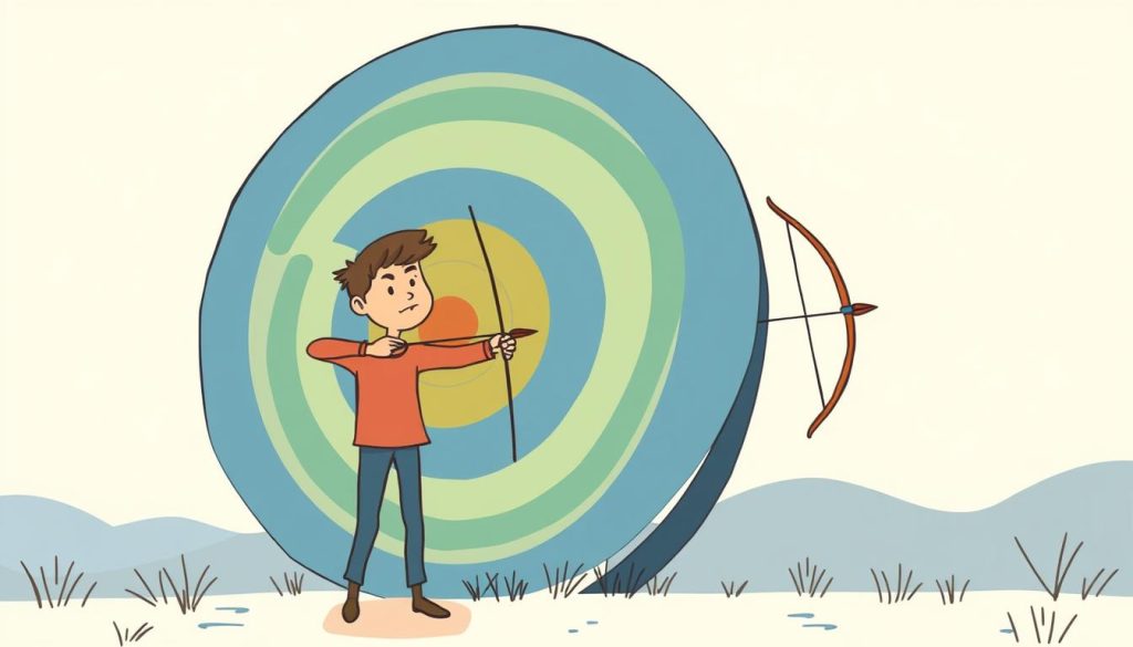 A whimsical illustration of a person standing in front of a large target, carefully aiming their bow and arrow. The target is composed of concentric rings in shades of blue and green, representing the diverse demographics and interests of the audience. The archer wears a thoughtful expression, suggesting the process of carefully identifying and understanding their target market. The scene is bathed in a warm, soft light, creating a sense of focus and contemplation. The background is a minimalist, hand-drawn style landscape, allowing the target and archer to take center stage. The overall mood is one of intentionality and strategic planning, capturing the essence of the "Identifying and Targeting the Audience" section of the article. A whimsical illustration of a person standing in front of a large target, carefully aiming their bow and arrow. The target is composed of concentric rings in shades of blue and green, representing the diverse demographics and interests of the audience. The archer wears a thoughtful expression, suggesting the process of carefully identifying and understanding their target market. The scene is bathed in a warm, soft light, creating a sense of focus and contemplation. The background is a minimalist, hand-drawn style landscape, allowing the target and archer to take center stage. The overall mood is one of intentionality and strategic planning, capturing the essence of the "Identifying and Targeting the Audience" section of the article.