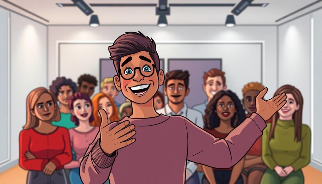 A lively and vibrant scene of a charismatic YouTube life coach engaging a captivated audience. In the foreground, the coach gestures animatedly, their warm and inviting expression drawing in the viewer. The middle ground features a diverse group of attentive listeners, their faces alight with interest. The background showcases a modern, minimalist studio setting with clean lines and pops of color, creating a professional yet approachable atmosphere. Soft, diffused lighting emphasizes the coach's dynamic presence and the audience's rapt attention. The overall tone is one of inspiration, connection, and the empowering potential of online life coaching. A lively and vibrant scene of a charismatic YouTube life coach engaging a captivated audience. In the foreground, the coach gestures animatedly, their warm and inviting expression drawing in the viewer. The middle ground features a diverse group of attentive listeners, their faces alight with interest. The background showcases a modern, minimalist studio setting with clean lines and pops of color, creating a professional yet approachable atmosphere. Soft, diffused lighting emphasizes the coach's dynamic presence and the audience's rapt attention. The overall tone is one of inspiration, connection, and the empowering potential of online life coaching.