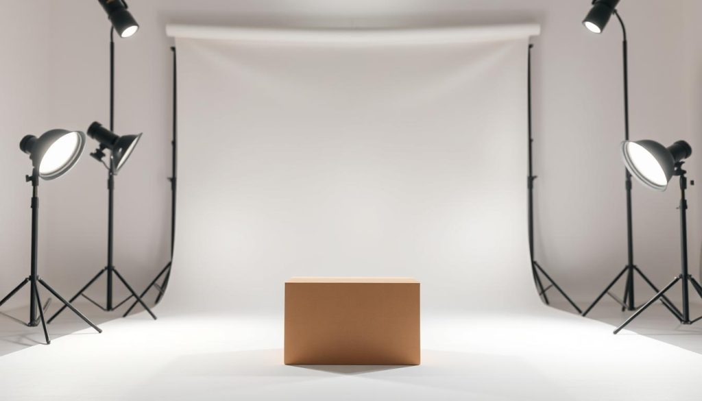 A simple, minimalist backdrop with a focus on effective lighting. Soft, diffused illumination from multiple angles, creating depth and dimensionality. Gentle shadows and highlights accentuate the subject, drawing the viewer's attention. A clean, professional setup with a high-quality camera lens, capturing the scene in crisp detail. The atmosphere is calm, serene, and inviting, showcasing the unboxing experience in an elegant, visually appealing manner.