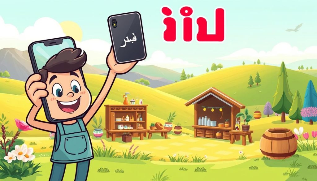 A vibrant and playful illustration of "افزایش بازدید" for a YouTube channel showcasing a soap-making workshop and natural products. In the foreground, a friendly cartoon character enthusiastically presents a smartphone, symbolizing growing viewership and engagement. The middle ground features a cozy, well-equipped workshop with soap-making supplies and tools, hinting at the channel's content. The background depicts a lively, colorful landscape with rolling hills, flourishing trees, and a bright, sunlit sky, conveying a sense of positivity and prosperity. The overall mood is one of excitement, creativity, and a thriving online presence. A vibrant and playful illustration of "افزایش بازدید" for a YouTube channel showcasing a soap-making workshop and natural products. In the foreground, a friendly cartoon character enthusiastically presents a smartphone, symbolizing growing viewership and engagement. The middle ground features a cozy, well-equipped workshop with soap-making supplies and tools, hinting at the channel's content. The background depicts a lively, colorful landscape with rolling hills, flourishing trees, and a bright, sunlit sky, conveying a sense of positivity and prosperity. The overall mood is one of excitement, creativity, and a thriving online presence.