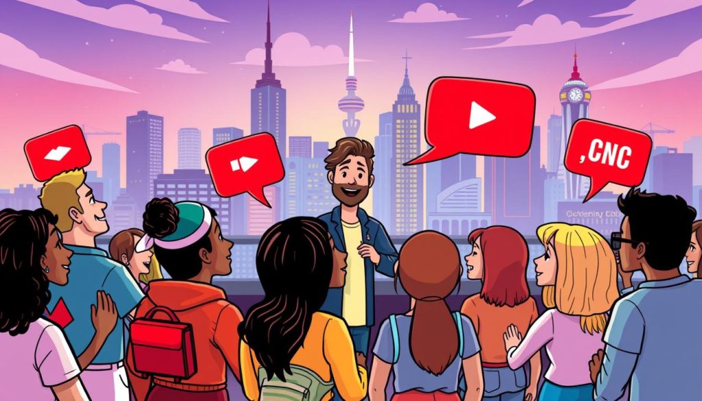 A vibrant, cartoon-style illustration depicting the financial support and sponsorship of a popular YouTube channel. In the foreground, a group of animated characters representing diverse sponsors and donors enthusiastically collaborate to fund the channel's content creation. In the middle ground, the channel's host, a cheerful and engaging character, is shown brainstorming and planning their next engaging video. The background features a dynamic city skyline, with various buildings and landmarks symbolic of the broader community that supports the channel's efforts. The scene conveys a sense of energy, partnership, and the sustainable financial model that enables the channel to thrive and continue sharing inspiring stories.