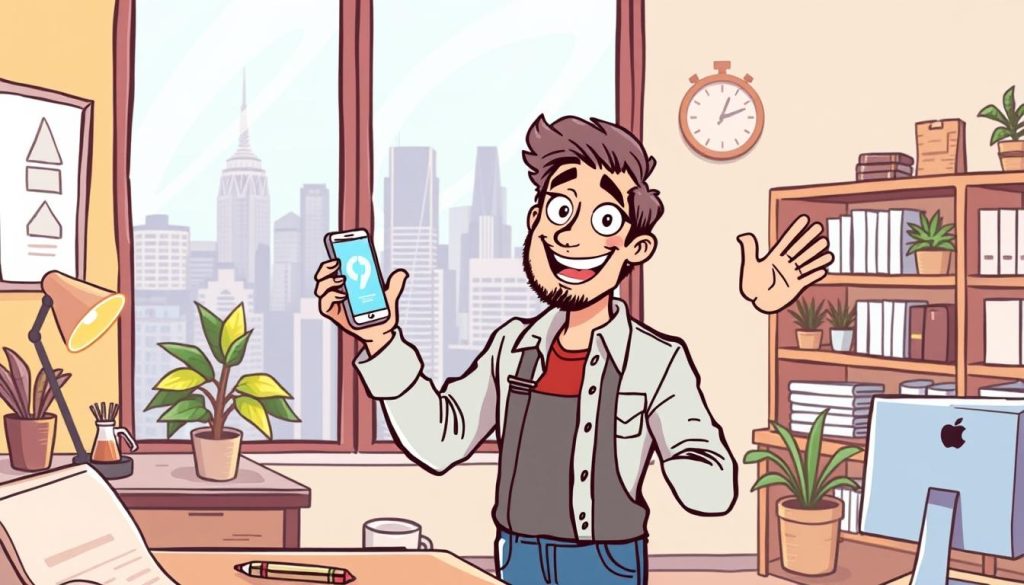 A vibrant, hand-drawn cartoon illustration depicting a small business owner proudly presenting their product or service. The scene is set in a warm, inviting environment, with a cozy workspace in the foreground and a bustling cityscape visible through a window in the background. The business owner, a friendly, approachable character, is gesturing enthusiastically, conveying the excitement and passion they have for their enterprise. The overall mood is one of optimism, creativity, and the joy of entrepreneurship, reflecting the positive, inspirational nature of the article's content. A vibrant, hand-drawn cartoon illustration depicting a small business owner proudly presenting their product or service. The scene is set in a warm, inviting environment, with a cozy workspace in the foreground and a bustling cityscape visible through a window in the background. The business owner, a friendly, approachable character, is gesturing enthusiastically, conveying the excitement and passion they have for their enterprise. The overall mood is one of optimism, creativity, and the joy of entrepreneurship, reflecting the positive, inspirational nature of the article's content.