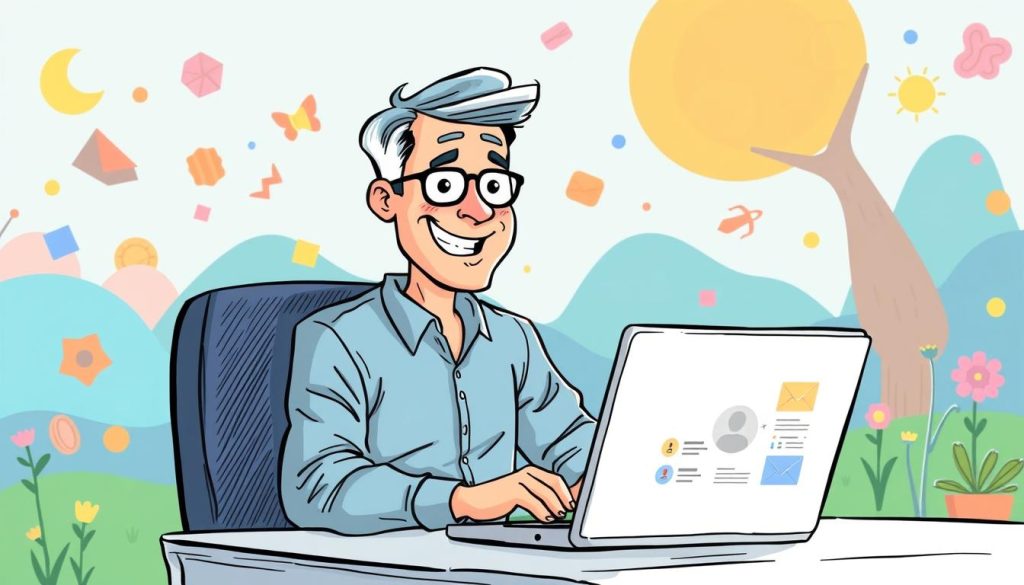 A vibrant, hand-drawn cartoon illustration depicting the "Adsense Services" section of a YouTube channel transformation story in midlife. The foreground showcases a smiling, middle-aged person sitting at a desk, enthusiastically interacting with a laptop displaying the Adsense interface. The middle ground features colorful, stylized icons and graphics representing various Adsense features and functionalities. The background depicts an abstract, whimsical landscape with playful shapes and patterns, conveying a sense of creativity, opportunity, and a positive change in career path. The overall mood is upbeat, inviting, and visually engaging, effectively capturing the essence of the "Adsense Services" section within the broader context of the YouTube channel transformation narrative. A vibrant, hand-drawn cartoon illustration depicting the "Adsense Services" section of a YouTube channel transformation story in midlife. The foreground showcases a smiling, middle-aged person sitting at a desk, enthusiastically interacting with a laptop displaying the Adsense interface. The middle ground features colorful, stylized icons and graphics representing various Adsense features and functionalities. The background depicts an abstract, whimsical landscape with playful shapes and patterns, conveying a sense of creativity, opportunity, and a positive change in career path. The overall mood is upbeat, inviting, and visually engaging, effectively capturing the essence of the "Adsense Services" section within the broader context of the YouTube channel transformation narrative.