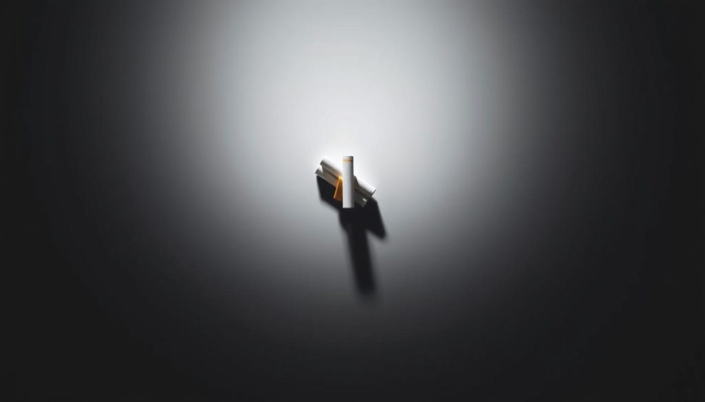 A high-resolution photograph of a YouTube video thumbnail showcasing the topic of "YouTube's policies on tobacco, nicotine, and related content". The thumbnail depicts a minimalist design with a striking contrast between dark and light elements. In the center, a stack of cigarettes casts a long shadow, symbolizing the weight of tobacco regulation on the platform. The background is a muted, monochromatic gradient, lending a sense of seriousness and professionalism to the image. The lighting is soft and diffused, creating depth and dimensionality. The composition is balanced and clean, drawing the viewer's eye directly to the central focus. Overall, the image conveys the gravity and importance of the subject matter while adhering to YouTube's brand guidelines.